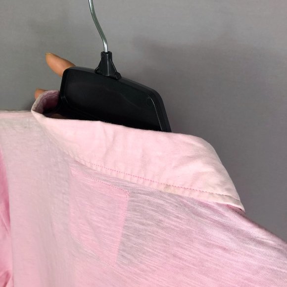 Thomas Dean Mens Short Sleeve Woven Polo Shirt in Pink Size XL - Picture 10 of 11